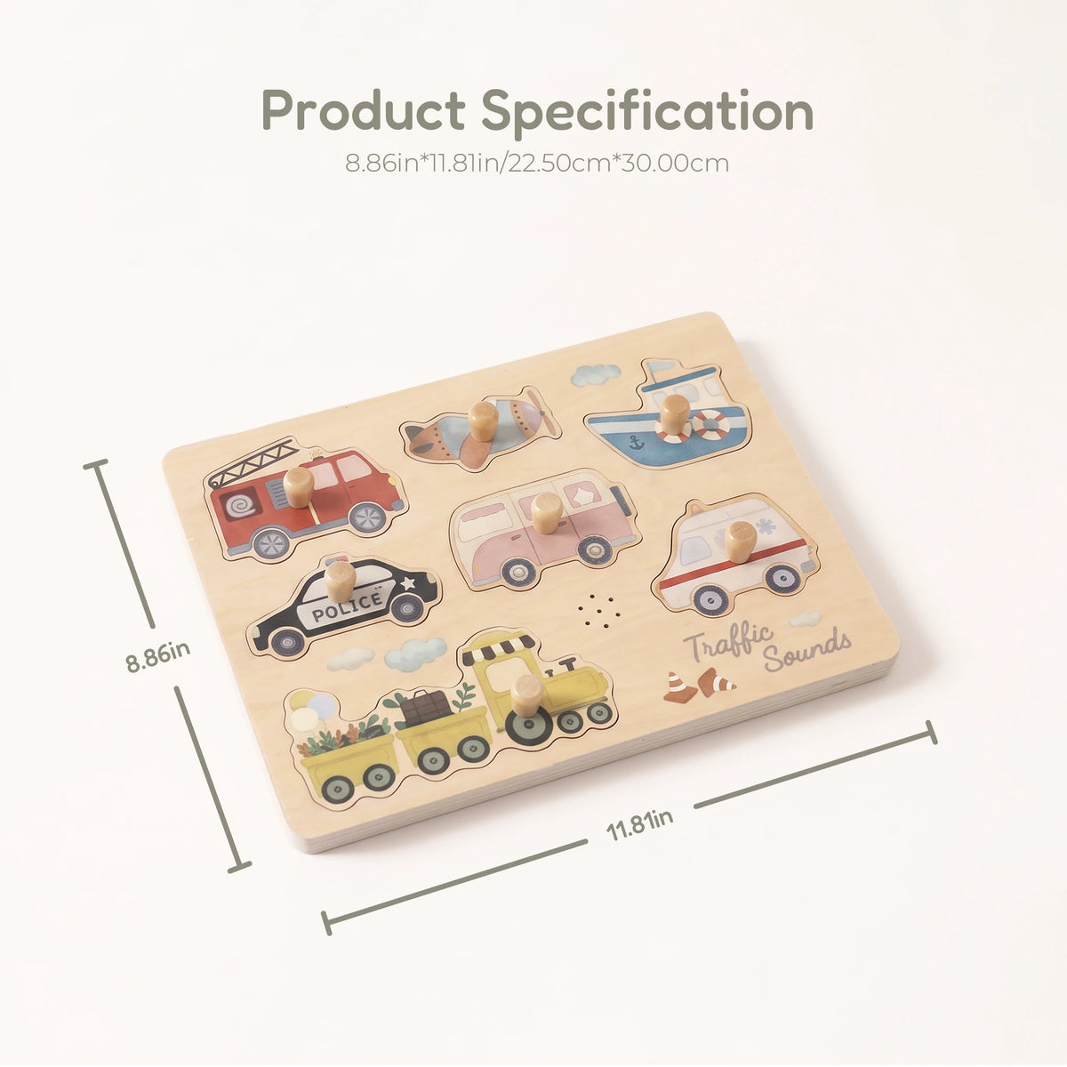 Freniland Wooden Sound Puzzle 2-Pack - board dimensions 8.86 x 11.81in / 22.5 x 30cm