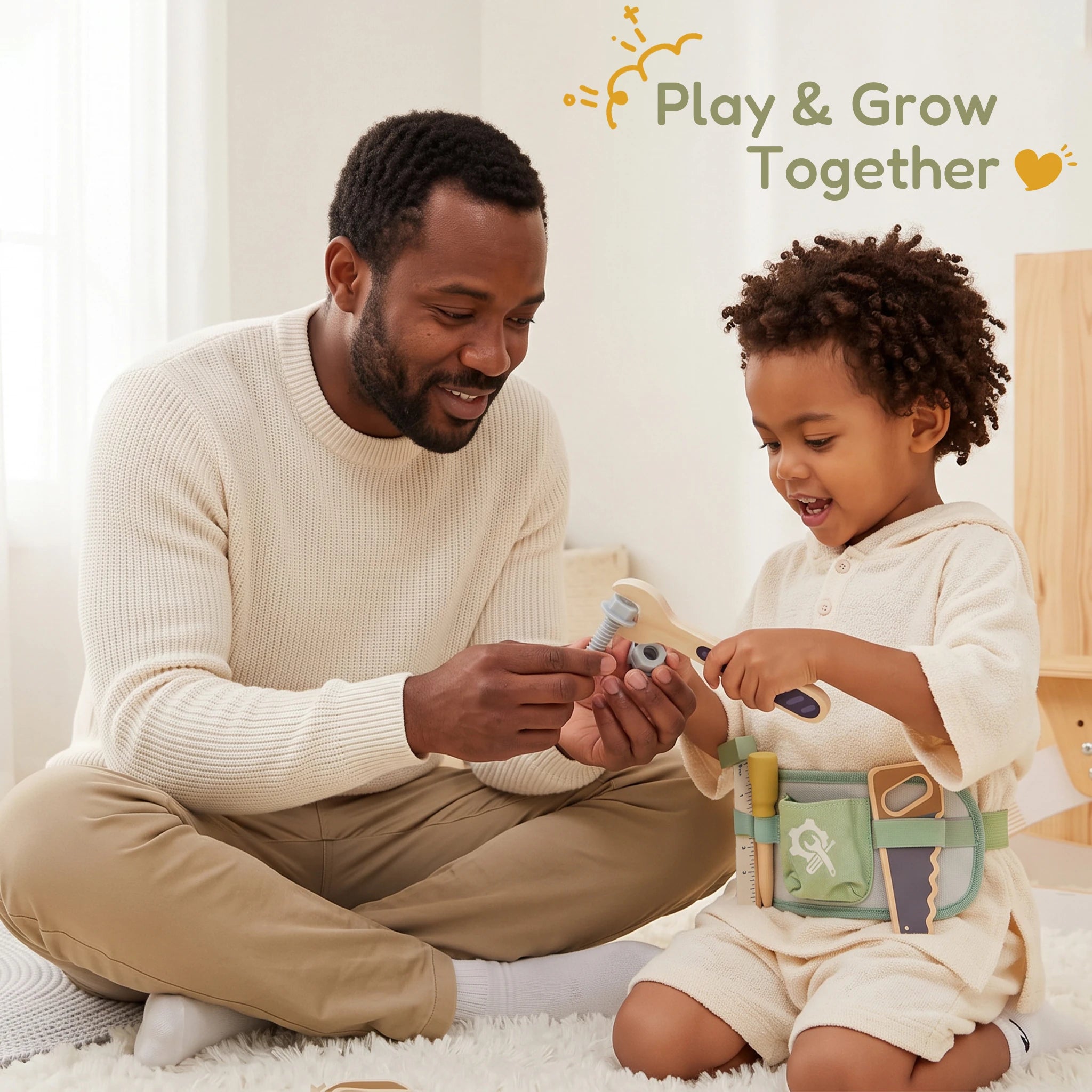 Freniland wooden tool belt dad kid play and grow together