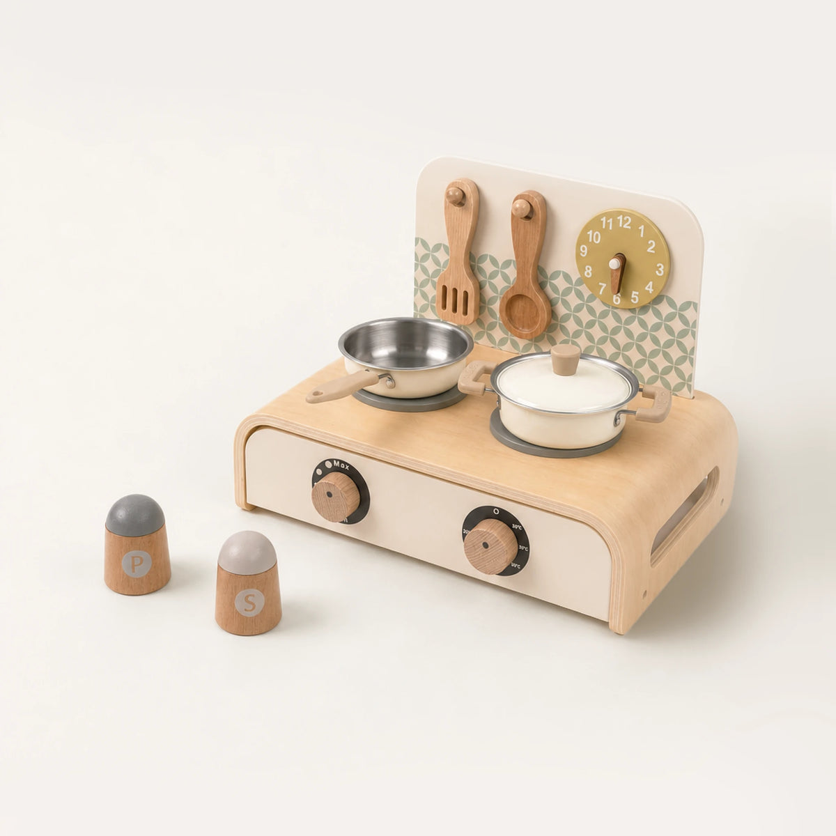 Freniland wooden toy gas stove with pots and utensils