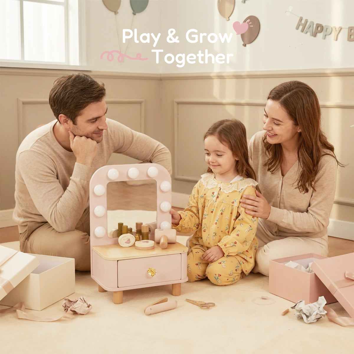 Dressing Table - wooden vanity family play and grow together