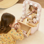 Dressing Table - wooden vanity girl playing drawer open