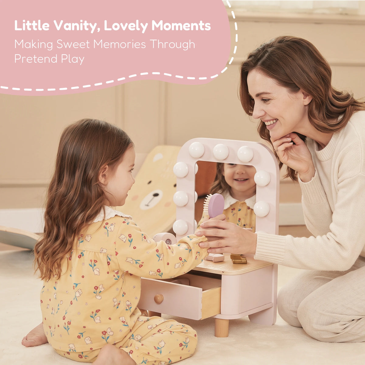 Dressing Table - wooden vanity mom daughter lovely moments