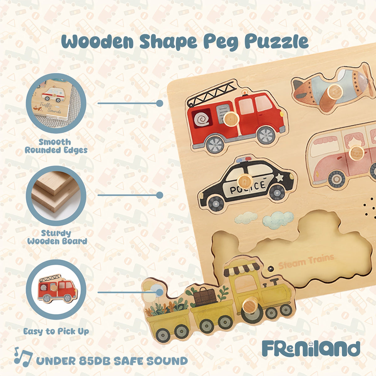 Guanyi Toys Vehicles Sound Puzzle - Educational Sound Puzzle Toys for Kids 18M+ - product view