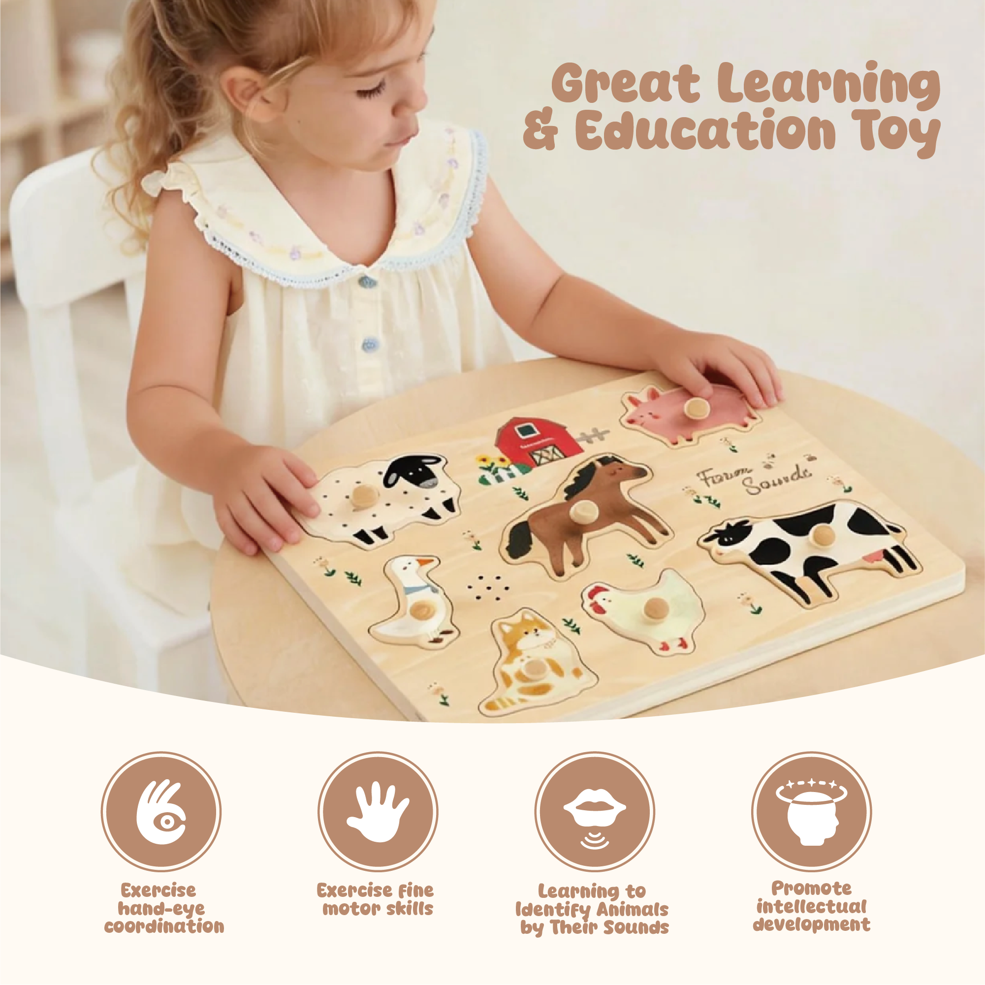 Guanyi Toys Let's Learn Farm educational wooden toy