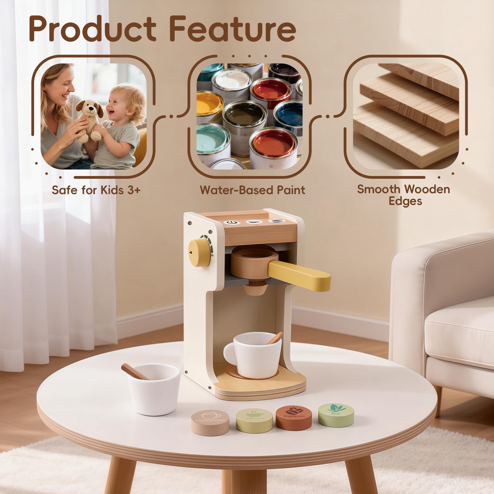 Guanyi Toys Classic Coffee Maker Toy - Kitchen Role Play Set for Kids - angle view 3