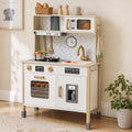 Premium wooden play kitchen set with realistic knobs and sink for kids by Guanyi Toys