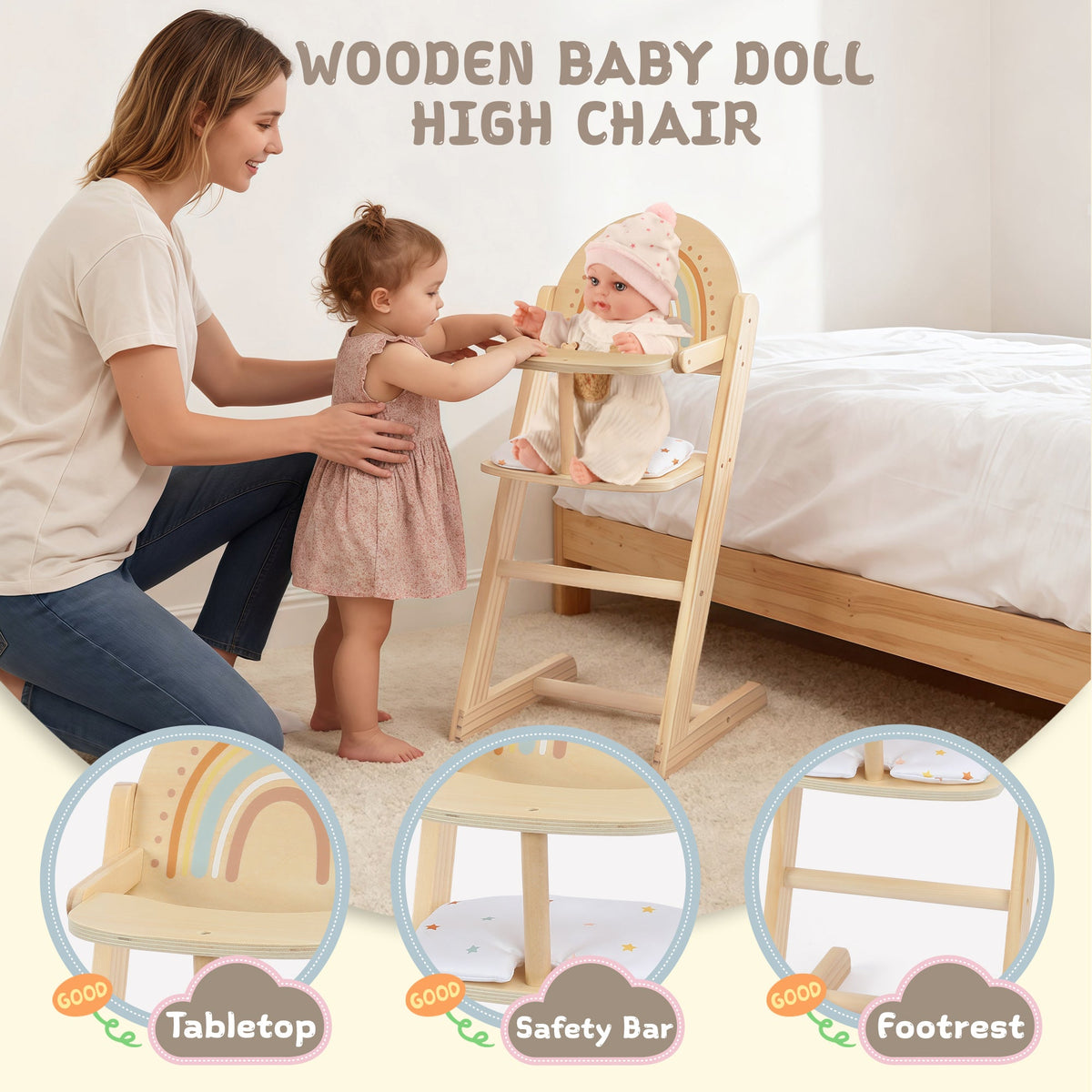 Guanyi Toys Baby Doll High Chair - Role Play Furniture for Kids - product view