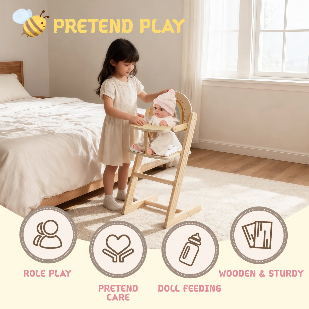 Guanyi Toys Baby Doll High Chair - Role Play Furniture for Kids - product view