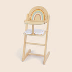 Wooden doll high chair with rainbow and star cushion by Guanyi Toys