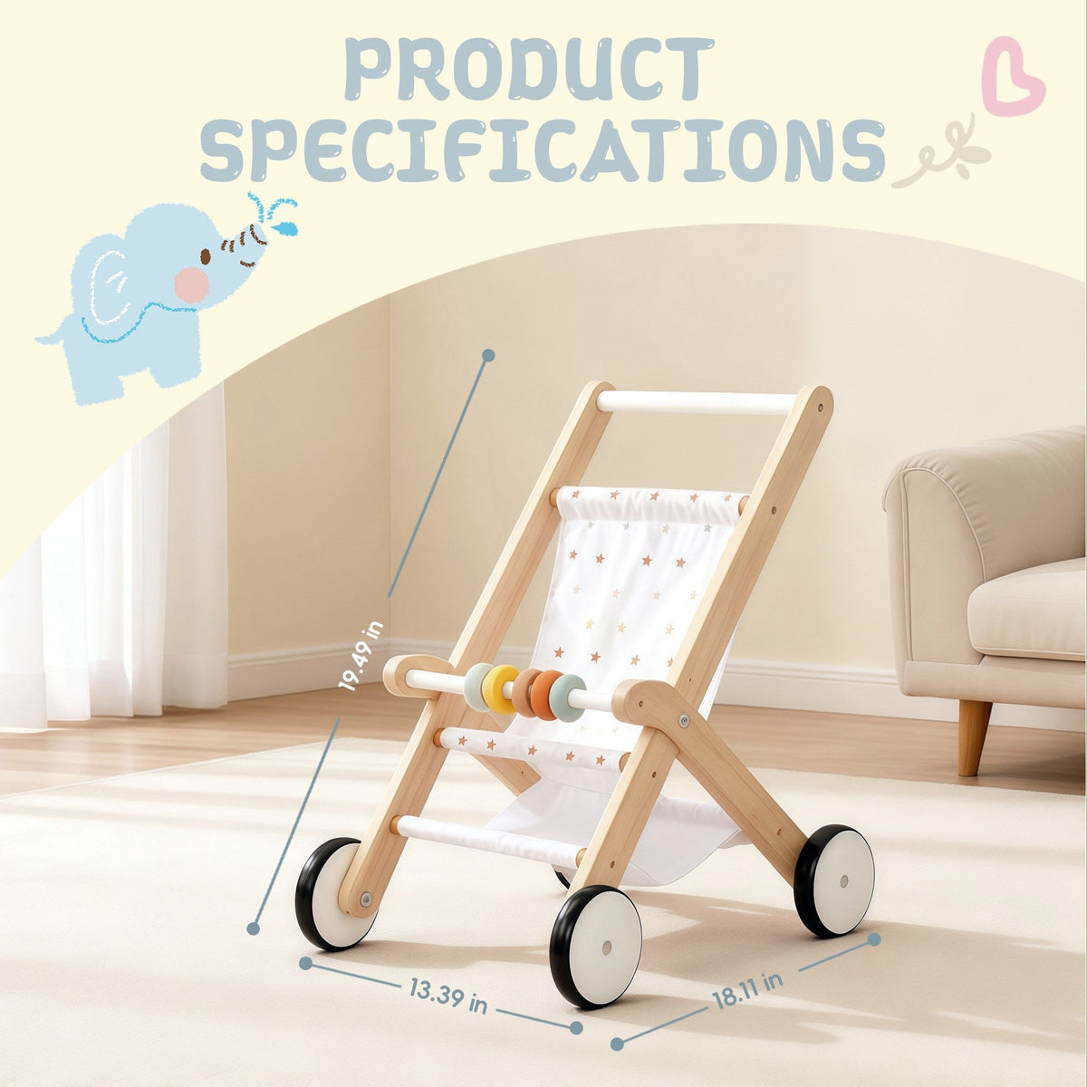 Guanyi Toys Baby Doll Stroller - Interactive Push Toy for Kids - Doll Stroller for Outdoor Play - product view