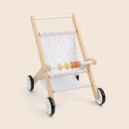 Wooden star print doll stroller and baby walker by Guanyi Toys