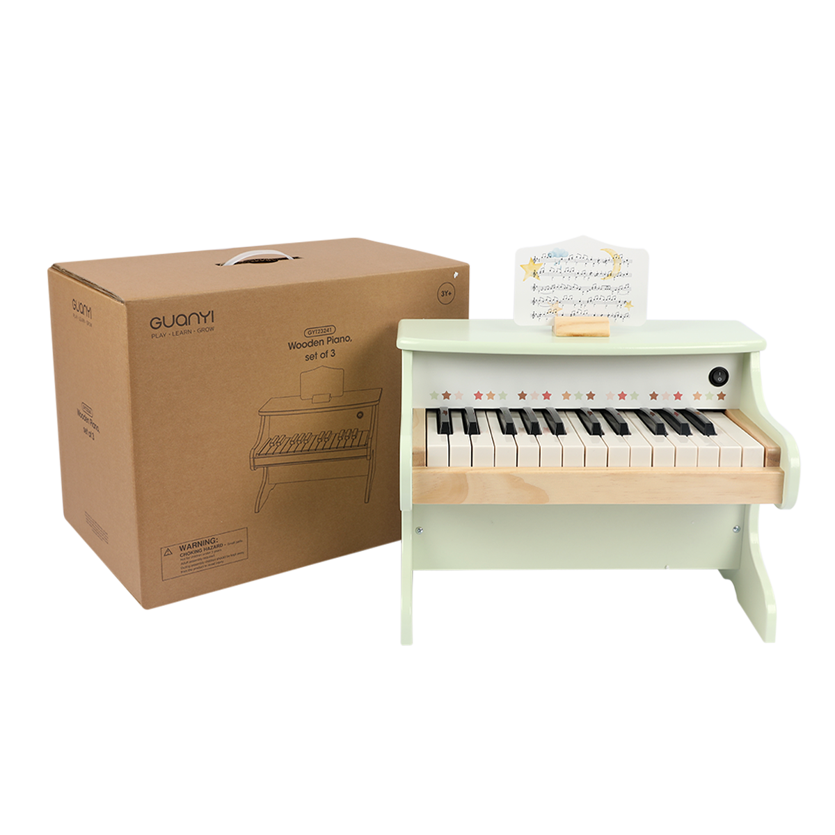 Guanyi Toys Wooden Piano Set of 3 - Musical Learning Toy for Children - Educational Music Instruments - angle view 4