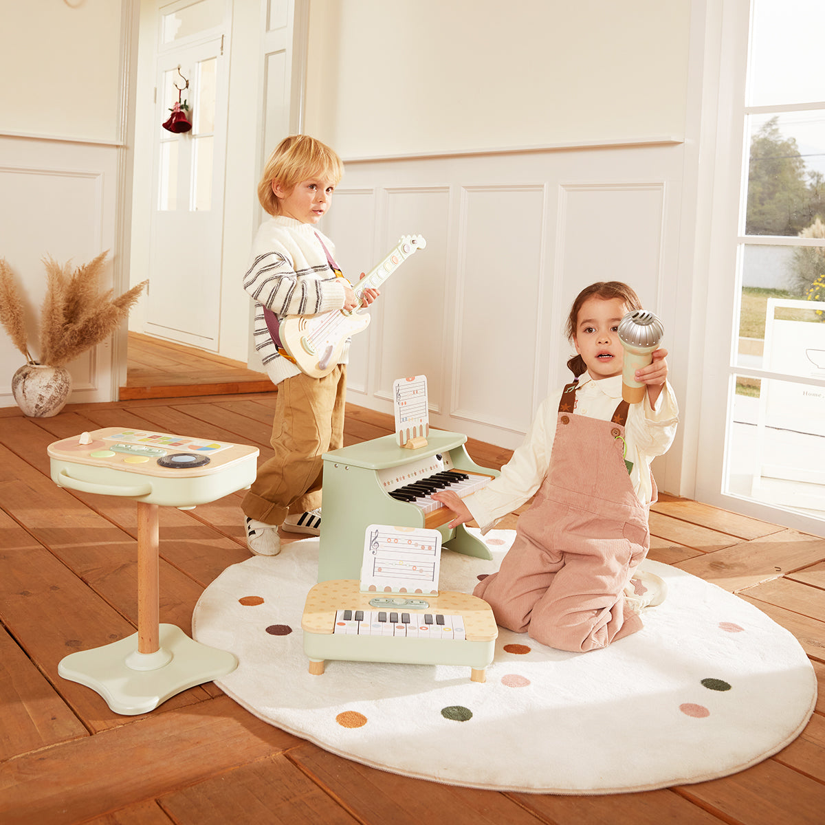 Guanyi Toys Wooden Piano Set of 3 - Musical Learning Toy for Children - Educational Music Instruments - main product shot
