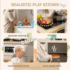 Freniland realistic play kitchen with washing, cooking, sound knobs, oven.