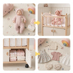 Wooden doll crib 4 collage doll clothes storage