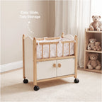 Wooden doll crib bedroom easy glide storage lifestyle