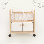 Wooden doll crib front white bg