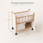 Wooden doll crib size spec open cabinet