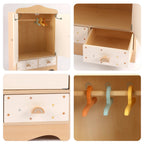 Wooden doll wardrobe details 4 collage drawer hangers