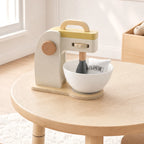 Wooden stand mixer on wooden table lifestyle